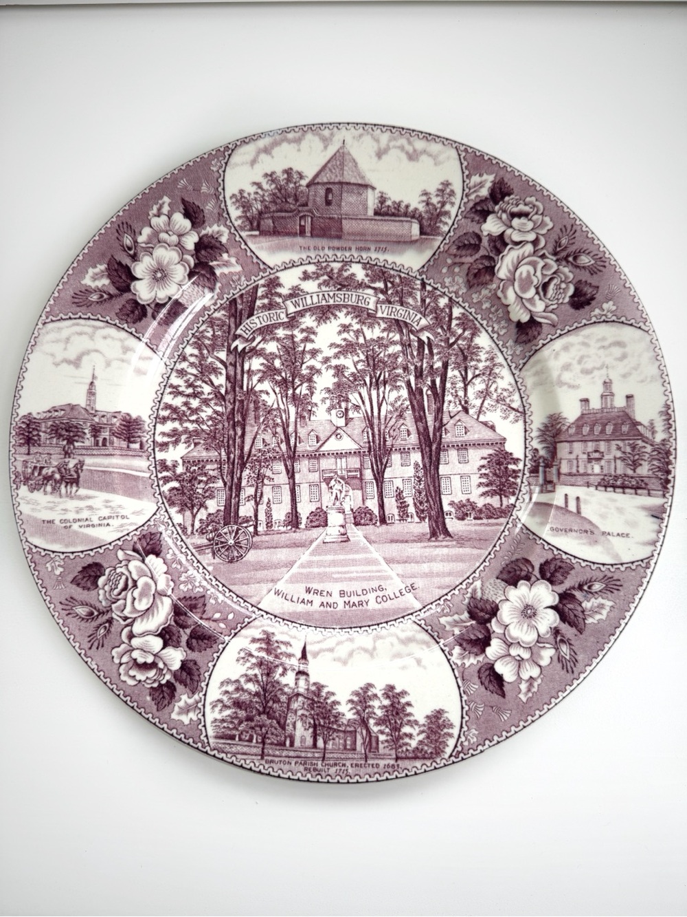 Vintage Adams Historic Williamsburg Virginia Transferware Plate Staffordshire